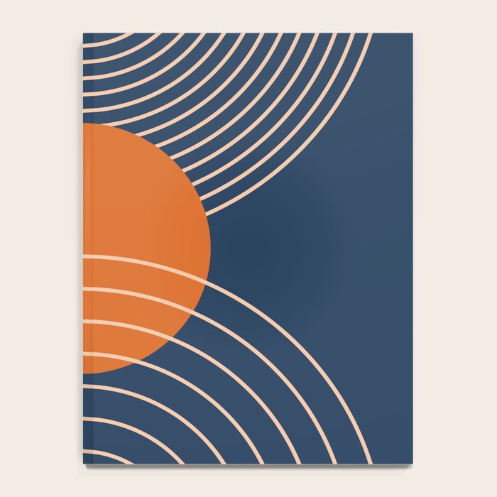 Geometric Lines in Orange and Navy Blue 2 (Sun and Rainbow Abstract) Notebook Gallery Image 4