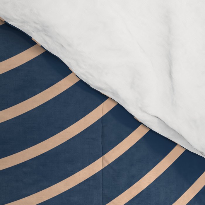 Geometric Lines in Orange and Navy Blue 2 (Sun and Rainbow Abstract) Comforter Gallery Image 4