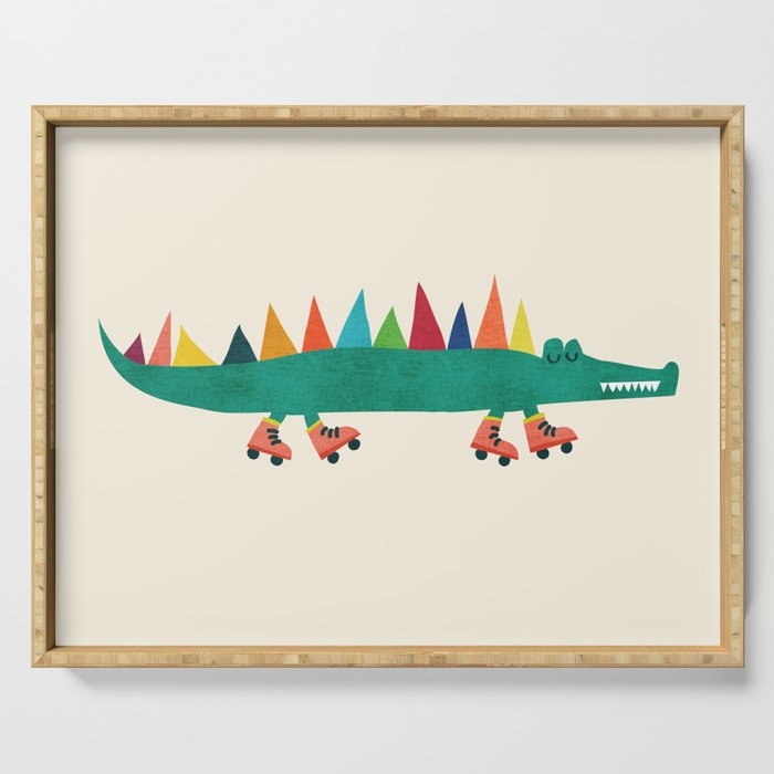 Crocodile on Roller Skates Serving Tray Gallery Image 1
