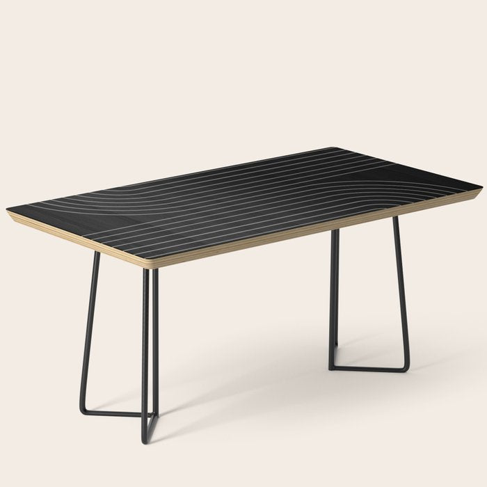 Minimal Line Curvature XXVI Black and Grey Mid Century Modern Arch Abstract Coffee Table Gallery Image 1