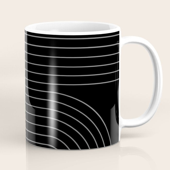 Minimal Line Curvature XXVI Black and Grey Mid Century Modern Arch Abstract Coffee Mug Gallery Image 1