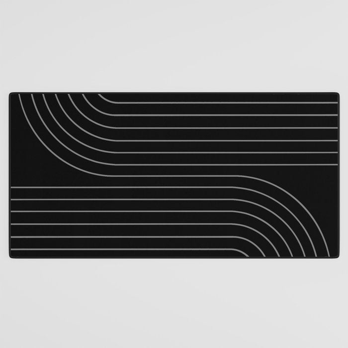 Minimal Line Curvature XXVI Black and Grey Mid Century Modern Arch Abstract Desk Mat Gallery Image 3