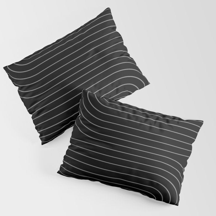 Minimal Line Curvature XXVI Black and Grey Mid Century Modern Arch Abstract Pillow Sham Gallery Image 1