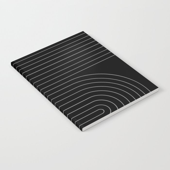 Minimal Line Curvature XXVI Black and Grey Mid Century Modern Arch Abstract Notebook Gallery Image 1