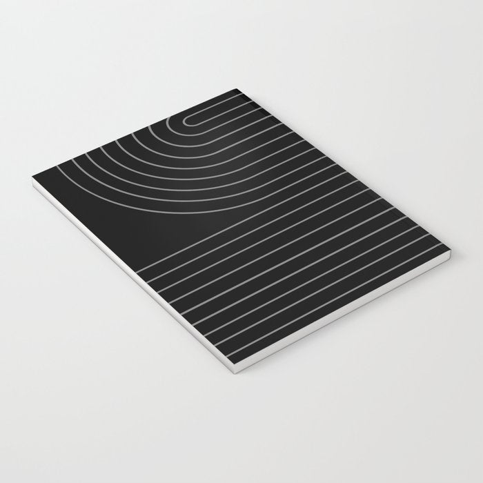 Minimal Line Curvature XXVI Black and Grey Mid Century Modern Arch Abstract Notebook Gallery Image 3