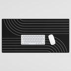 Minimal Line Curvature XXVI Black and Grey Mid Century Modern Arch Abstract Desk Mat Gallery Image 1