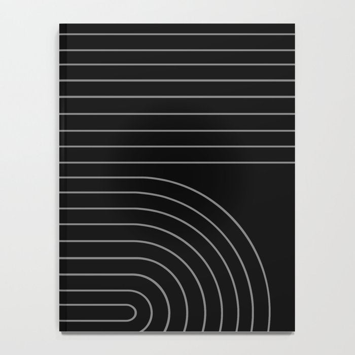 Minimal Line Curvature XXVI Black and Grey Mid Century Modern Arch Abstract Notebook Gallery Image 4