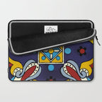 Abstract blue cruz mexican modern talavera tile wall Laptop Sleeve Gallery Image 2