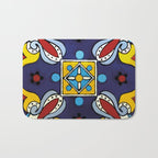 Abstract blue cruz mexican modern talavera tile wall Bath Mat Gallery Image 1