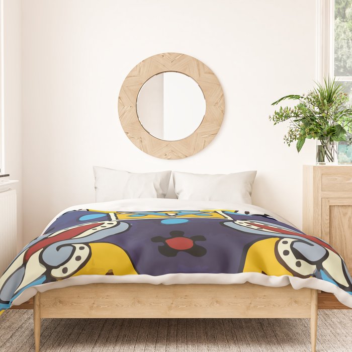 Abstract blue cruz mexican modern talavera tile wall Duvet Cover Gallery Image 3