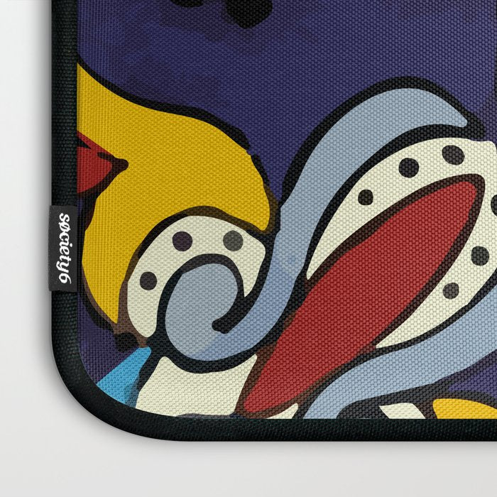 Abstract blue cruz mexican modern talavera tile wall Laptop Sleeve Gallery Image 3
