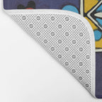 Abstract blue cruz mexican modern talavera tile wall Bath Mat Gallery Image 2
