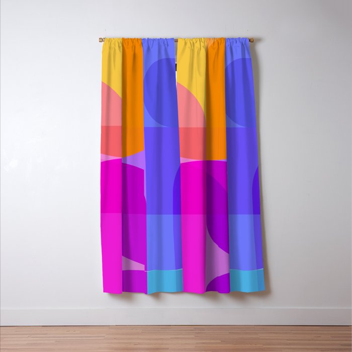 Geometric Rainbow Shapes 3 Window Curtain Gallery Image 3