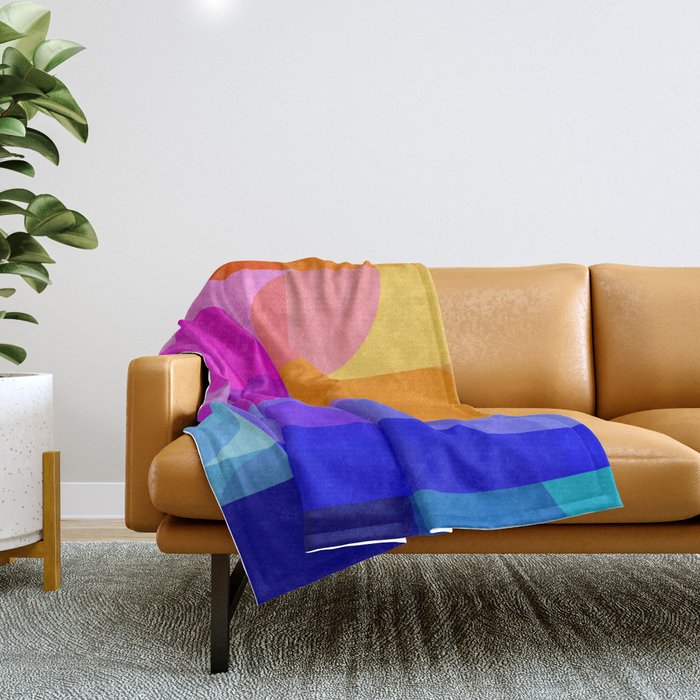 Geometric Rainbow Shapes 3 Throw Blanket Gallery Image 1