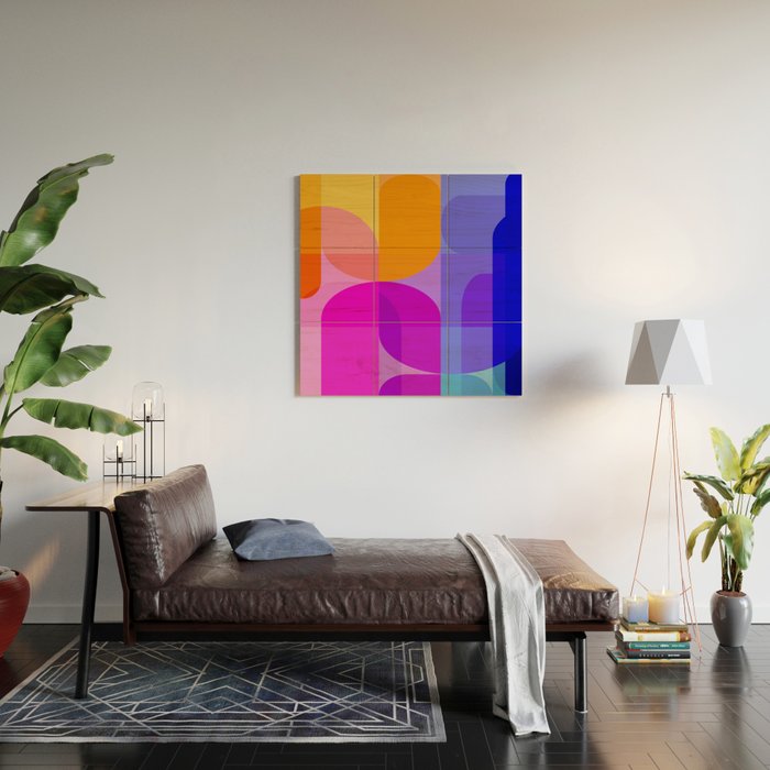 Geometric Rainbow Shapes 3 Wood Wall Art Gallery Image 2