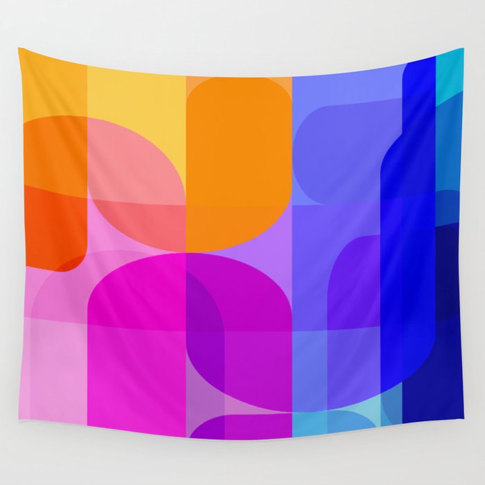 Geometric Rainbow Shapes 3 Wall Tapestry Gallery Image 4