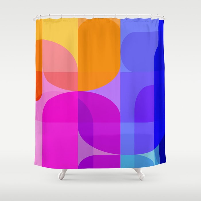 Geometric Rainbow Shapes 3 Shower Curtain Gallery Image 1