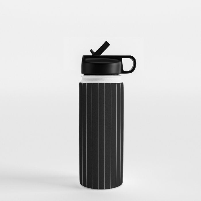 Black And White Pinstripes Lines Stripes Minimalist Stripe Line Drawing Water Bottle Gallery Image 1