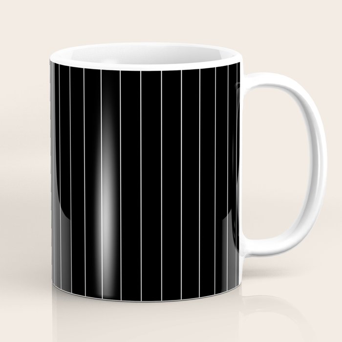 Black And White Pinstripes Lines Stripes Minimalist Stripe Line Drawing Coffee Mug Gallery Image 1