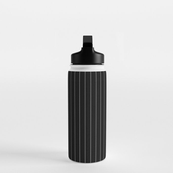 Black And White Pinstripes Lines Stripes Minimalist Stripe Line Drawing Water Bottle Gallery Image 3