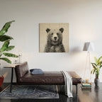 Grizzly Bear - Black & White Wood Wall Art Gallery Image 2