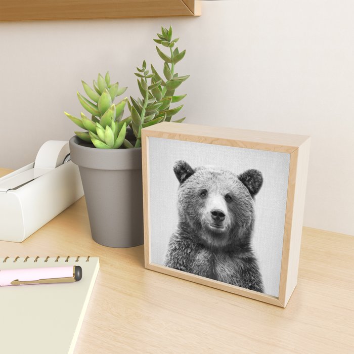 Grizzly Bear - Black & White Mini Art Print Gallery Image 2