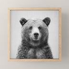 Grizzly Bear - Black & White Mini Art Print Gallery Image 1