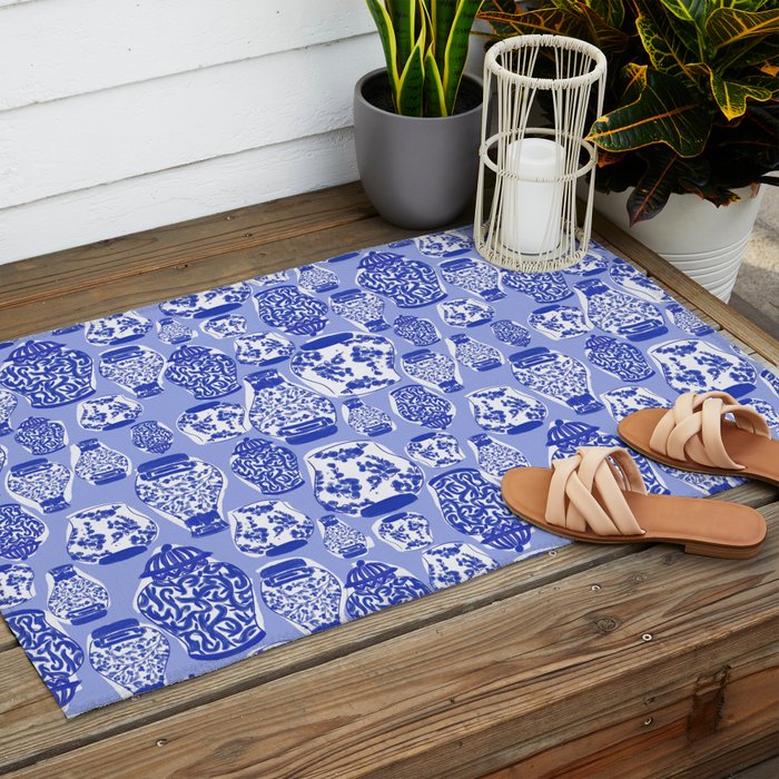Chinoiserie Jars (Blue) Outdoor Rug Gallery Image 2