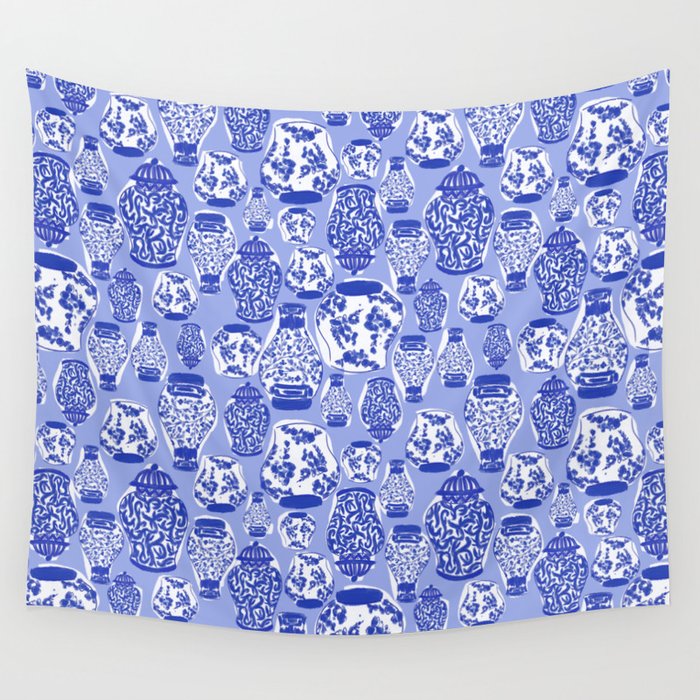 Chinoiserie Jars (Blue) Wall Tapestry Gallery Image 1