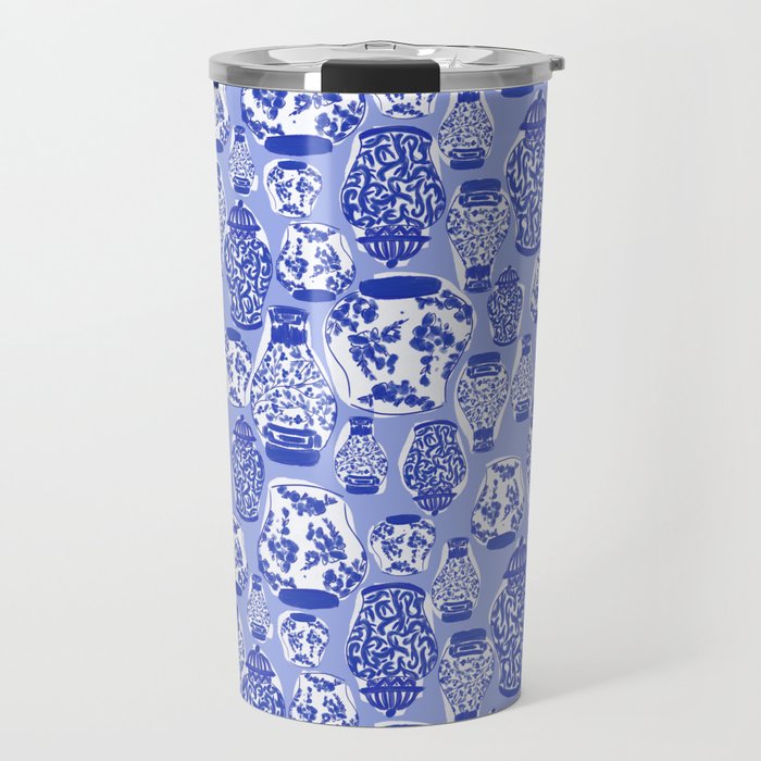 Chinoiserie Jars (Blue) Travel Mug Gallery Image 1