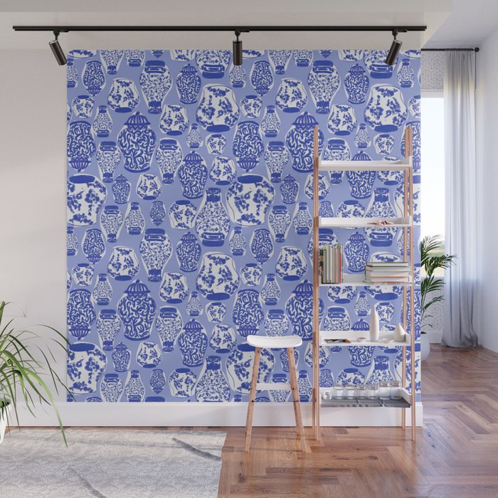 Chinoiserie Jars (Blue) Wall Mural Gallery Image 1
