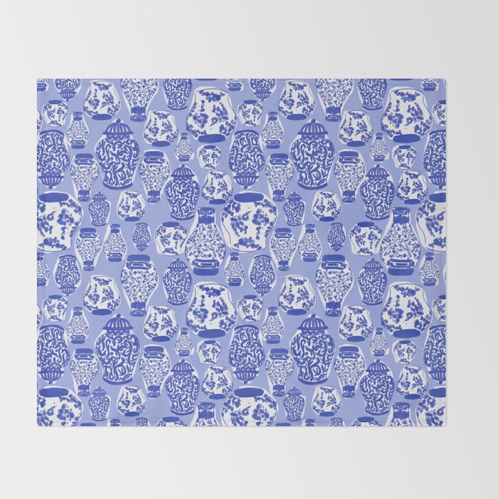 Chinoiserie Jars (Blue) Throw Blanket Gallery Image 2