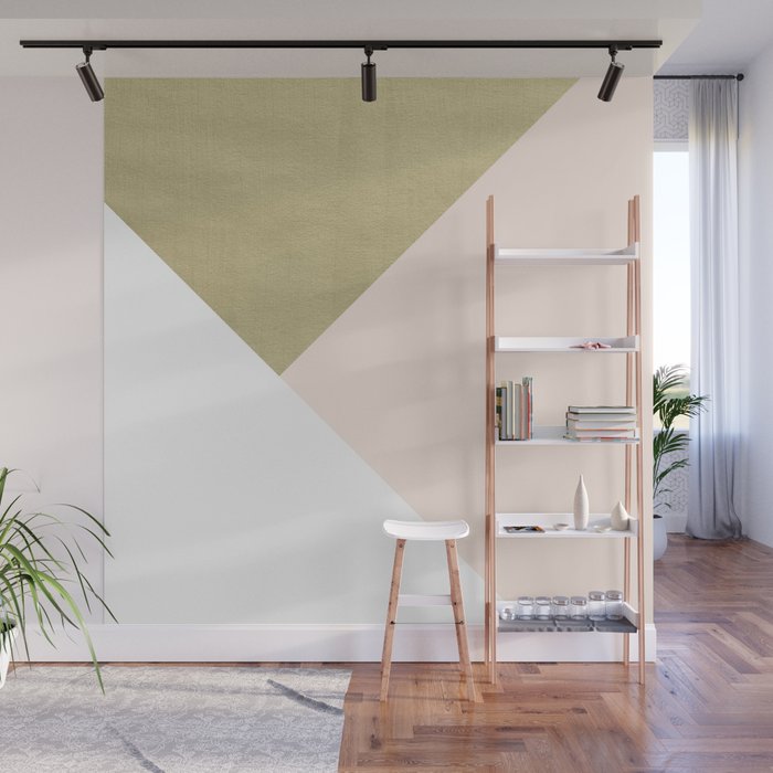Gold meets Blush & White Geometric #1 (Faux Foil) #decor #art #society6 Wall Mural Gallery Image 1