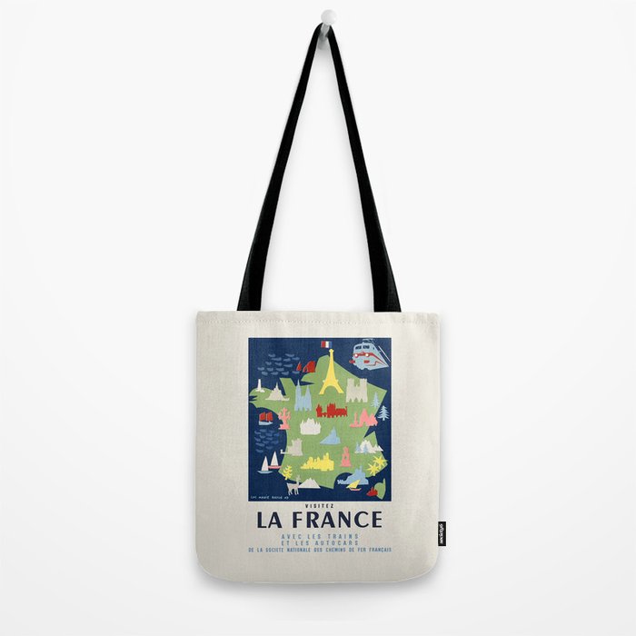 Vintage French Travel Poster - Visit France, 1950s Tote Bag Gallery Image 2