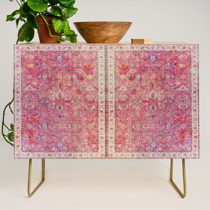 N45 - Pink Vintage Traditional Moroccan Boho & Farmhouse Style Artwork. Credenza Gallery Image 1
