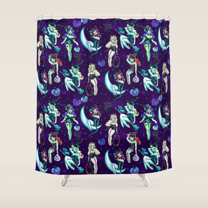 Witches and Black Cats Shower Curtain Gallery Image 1