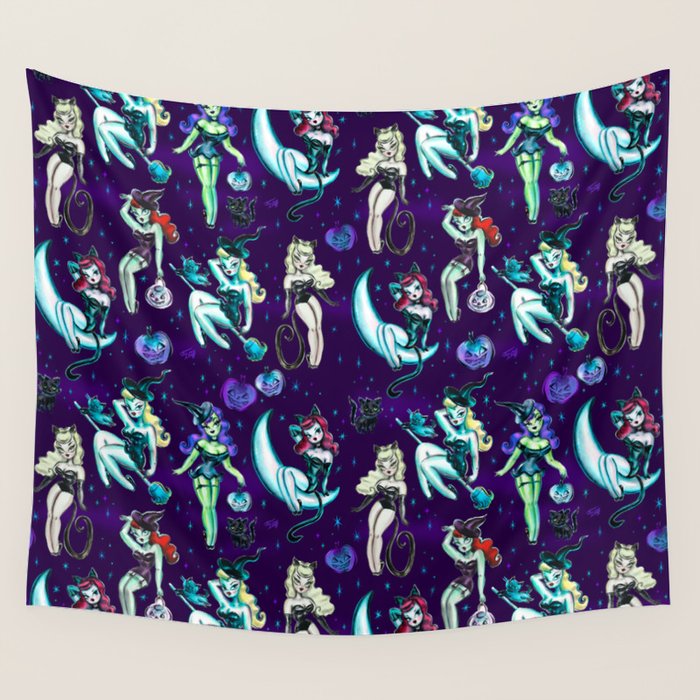 Witches and Black Cats Wall Tapestry Gallery Image 4