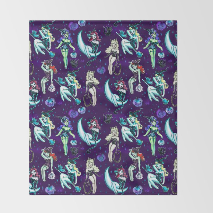 Witches and Black Cats Throw Blanket Gallery Image 2