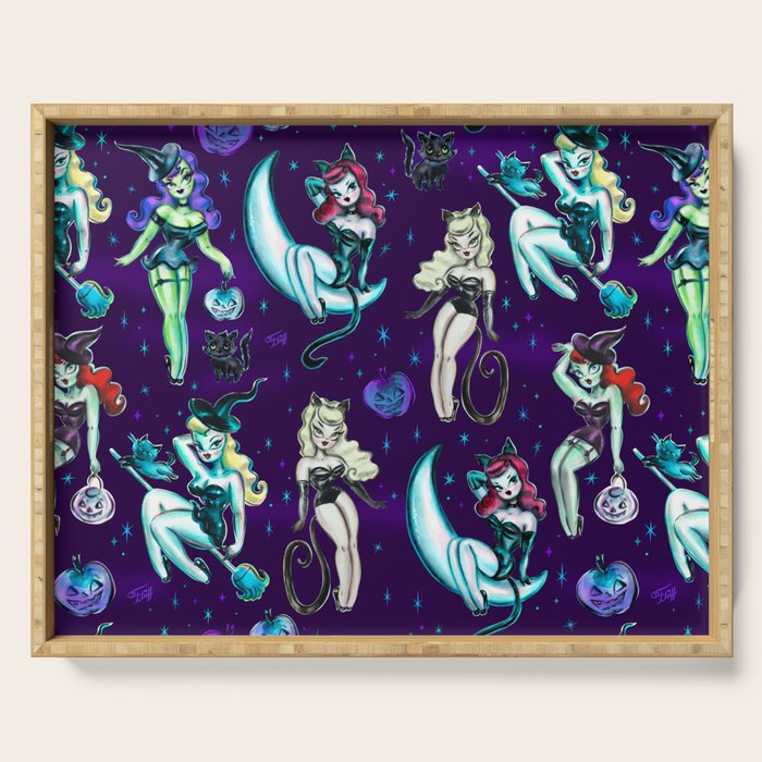 Witches and Black Cats Serving Tray Gallery Image 1