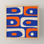 Mid Century Modern Abstract Retro Piquet Pattern Blue Orange Beige Mini Art Print Gallery Image 1