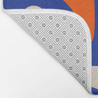 Mid Century Modern Abstract Retro Piquet Pattern Blue Orange Beige Bath Mat Gallery Image 2