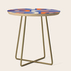 Mid Century Modern Abstract Retro Piquet Pattern Blue Orange Beige Side Table Gallery Image 1