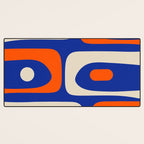 Mid Century Modern Abstract Retro Piquet Pattern Blue Orange Beige Desk Mat Gallery Image 3