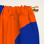 Mid Century Modern Abstract Retro Piquet Pattern Blue Orange Beige Window Curtain Gallery Image 2