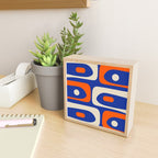 Mid Century Modern Abstract Retro Piquet Pattern Blue Orange Beige Mini Art Print Gallery Image 2