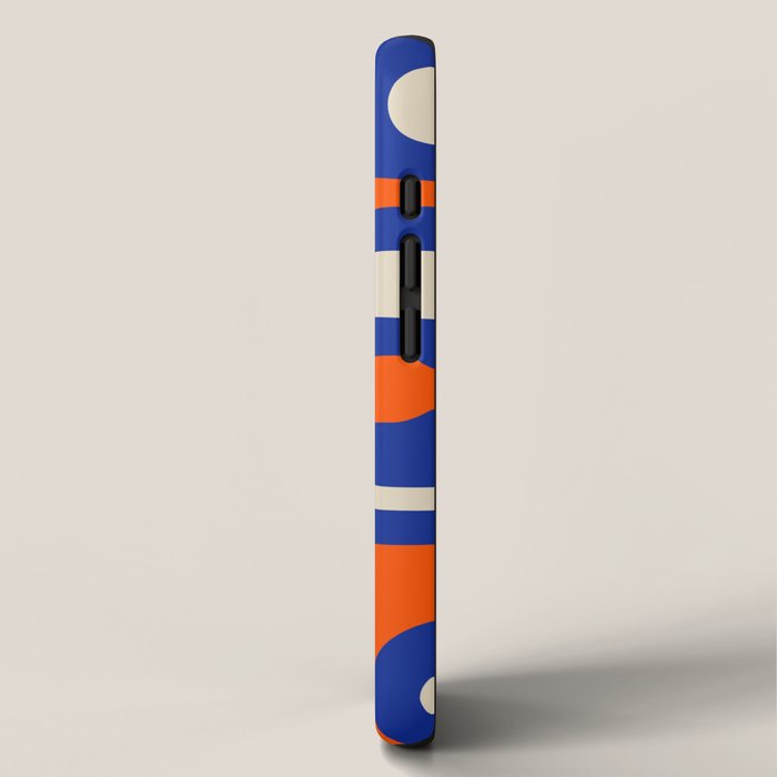 Mid Century Modern Abstract Retro Piquet Pattern Blue Orange Beige iPhone Case Gallery Image 2