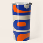 Mid Century Modern Abstract Retro Piquet Pattern Blue Orange Beige Travel Mug Gallery Image 2