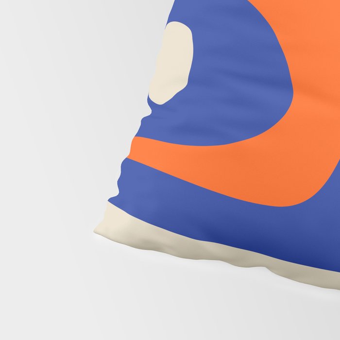 Mid Century Modern Abstract Retro Piquet Pattern Blue Orange Beige Pillow Sham Gallery Image 4