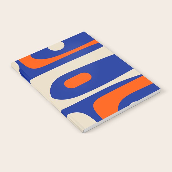 Mid Century Modern Abstract Retro Piquet Pattern Blue Orange Beige Notebook Gallery Image 1
