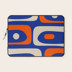Mid Century Modern Abstract Retro Piquet Pattern Blue Orange Beige Laptop Sleeve Gallery Image 1